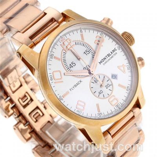 Montblanc Flyback Working Chronograph Full Rose Gold with White Dial