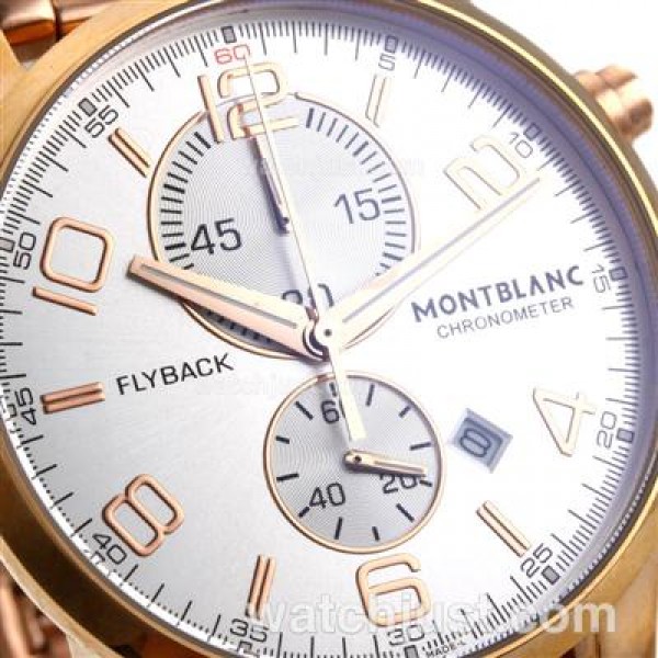 Montblanc Flyback Working Chronograph Full Rose Gold with White Dial