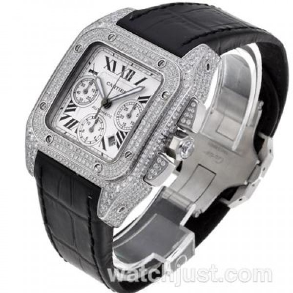 Best Quality Cartier Santos 100 Replica Watches With White Dials For Men