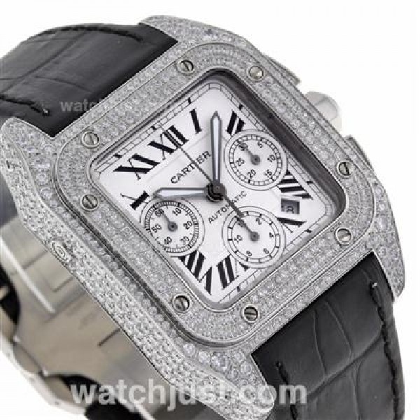 Best Quality Cartier Santos 100 Replica Watches With White Dials For Men