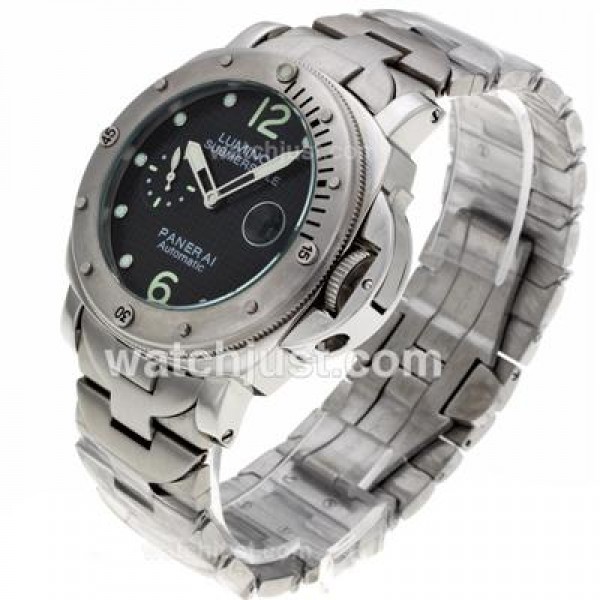 Panerai Luminor Submersible Automatic with Black Checkered Dial S/S-Green Markers