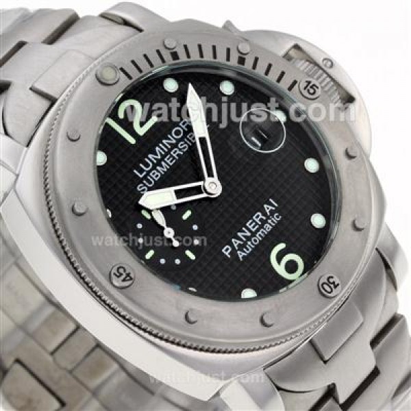 Panerai Luminor Submersible Automatic with Black Checkered Dial S/S-Green Markers