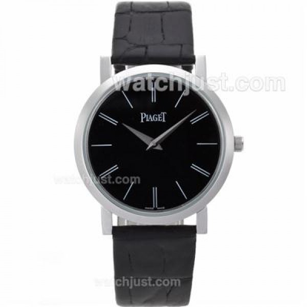 Piaget Altiplano XL Black Dial with Leather Strap