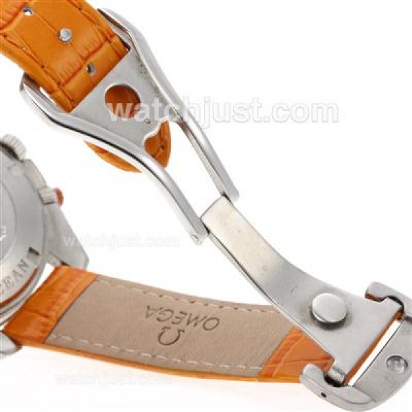 Omega Seamaster Planet Ocean Automatic with Orange Markers and Bezel-Leather Strap