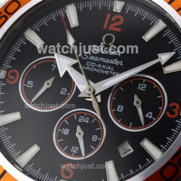 Omega Seamaster Planet Ocean Automatic with Orange Markers and Bezel-Leather Strap