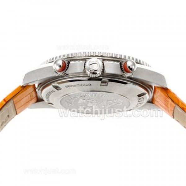 Omega Seamaster Planet Ocean Automatic with Orange Markers and Bezel-Leather Strap