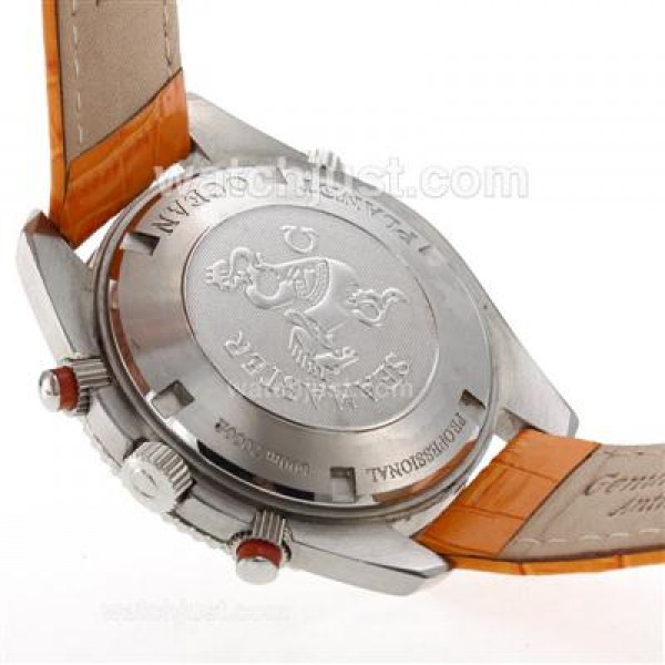 Omega Seamaster Planet Ocean Automatic with Orange Markers and Bezel-Leather Strap