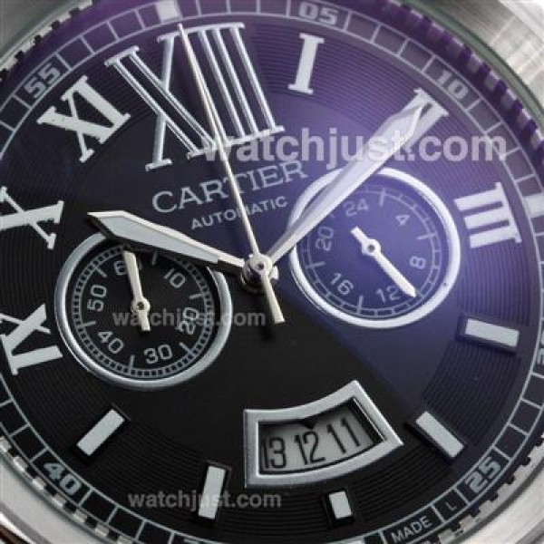 Cartier Calibre de Cartier Working Chronograph with Black Dial-Leather Strap