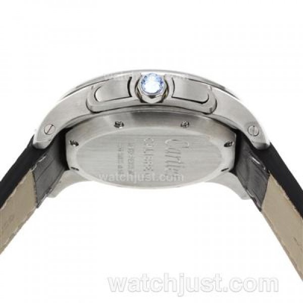 Cartier Calibre de Cartier Working Chronograph with Black Dial-Leather Strap