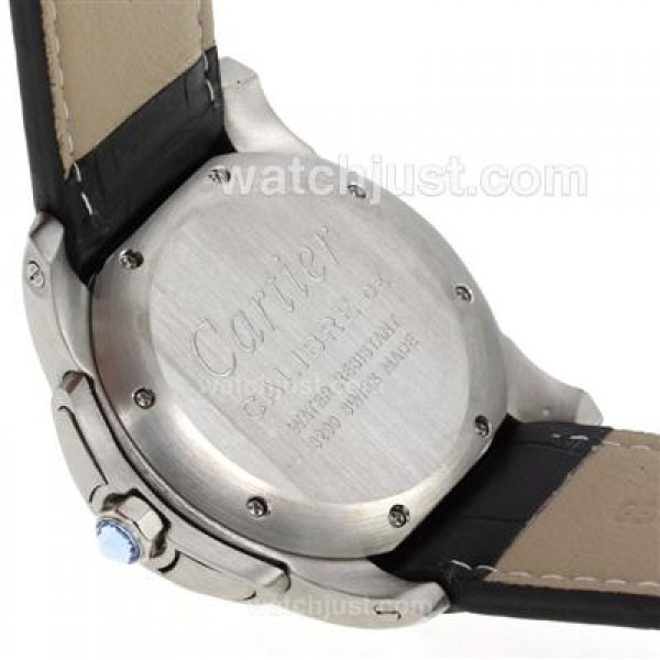 Cartier Calibre de Cartier Working Chronograph with Black Dial-Leather Strap