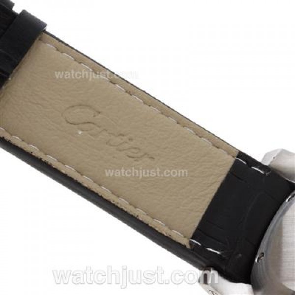 Cartier Calibre de Cartier Working Chronograph with Black Dial-Leather Strap
