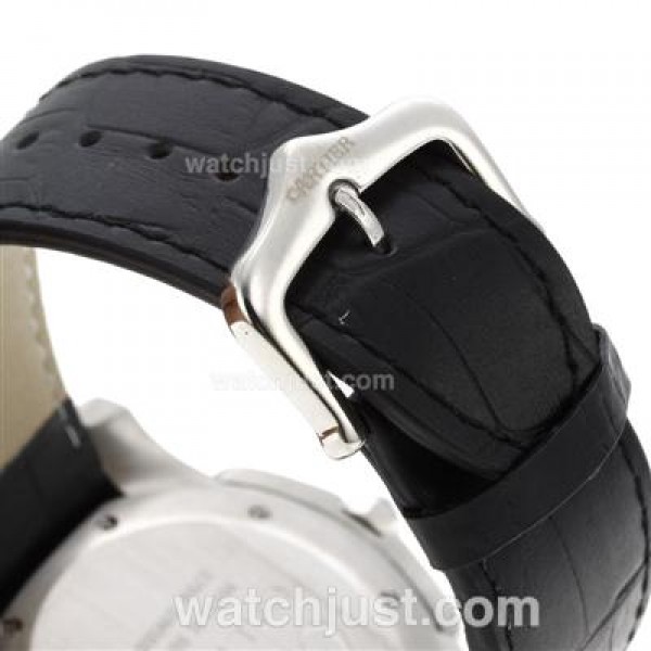 Cartier Calibre de Cartier Working Chronograph with Black Dial-Leather Strap