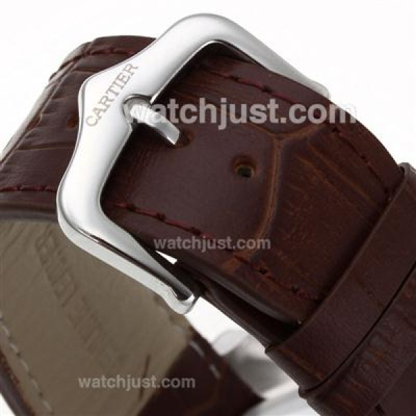 Cartier Calibre de Cartier Working Chronograph Two Tone Case with White Dial-Leather Strap