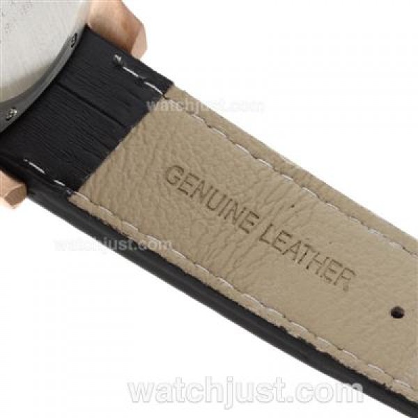 Cartier Calibre de Cartier Working Chronograph Rose Gold Case with Black Dial-Leather Strap
