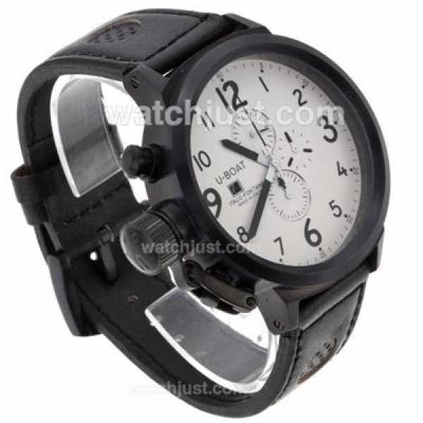 U-Boat Italo Fontana Working Chronograph PVD Case with White Dial-Leather Strap