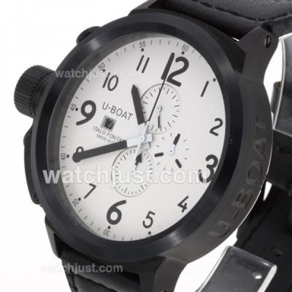 U-Boat Italo Fontana Working Chronograph PVD Case with White Dial-Leather Strap