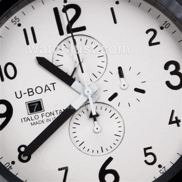 U-Boat Italo Fontana Working Chronograph PVD Case with White Dial-Leather Strap