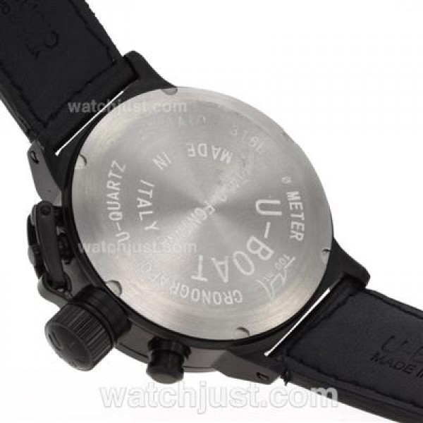 U-Boat Italo Fontana Working Chronograph PVD Case with White Dial-Leather Strap