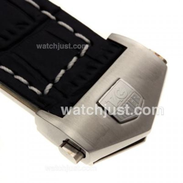 Tag Heuer Black Leather Strap with Deployment Buckle
