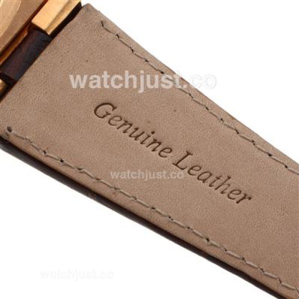 Vacheron Constantin Overseas Swiss ETA 2836 Movement Rose Gold Case with White Dial-Leather Strap