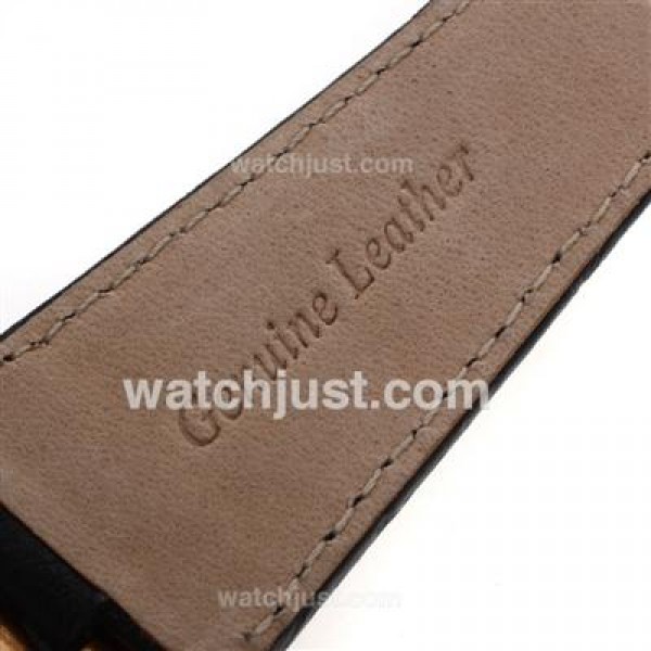 Vacheron Constantin Overseas Swiss ETA 2836 Movement Rose Gold Case with Black Dial-Leather Strap