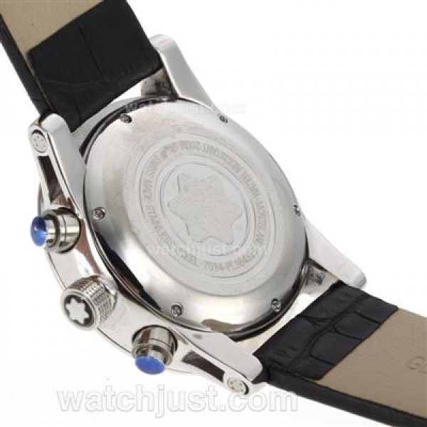 Montblanc Time Walker Working Chronograph Diamond Bezel with Black Dial-Leather Strap