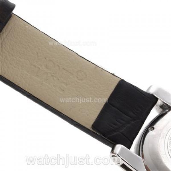 Montblanc Time Walker Working Chronograph Diamond Bezel with Black Dial-Leather Strap