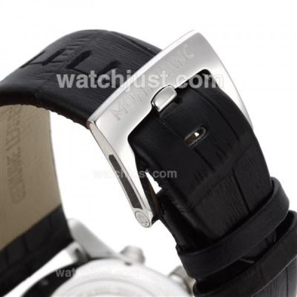 Montblanc Time Walker Working Chronograph Diamond Bezel with Black Dial-Leather Strap