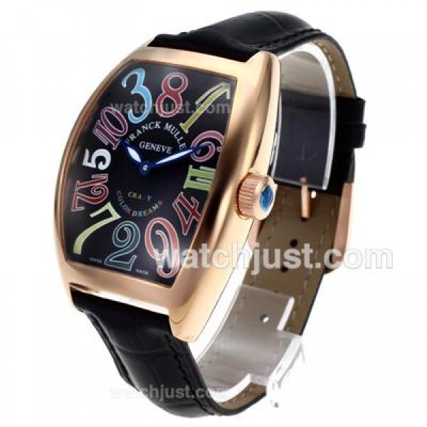 Frank Muller Crazy Color Dreams Automatic Rose gold case with Leather Strap-Jumbo Version