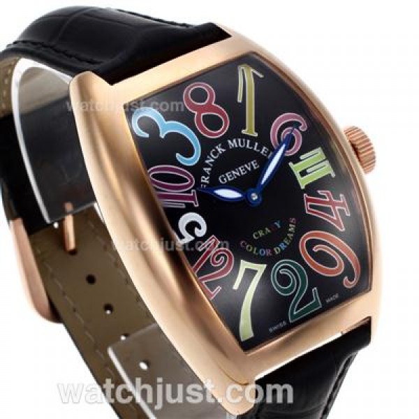Frank Muller Crazy Color Dreams Automatic Rose gold case with Leather Strap-Jumbo Version