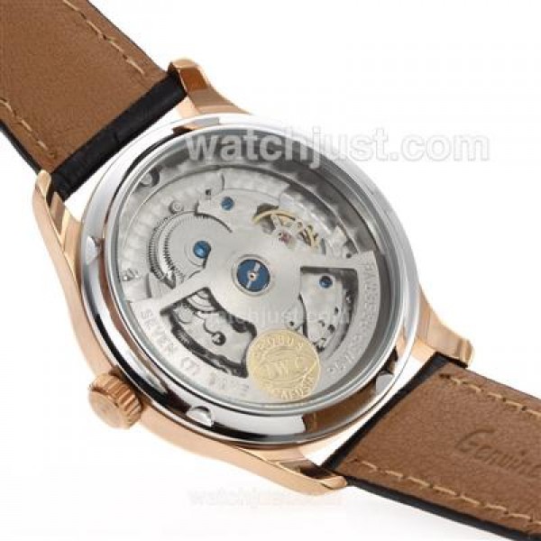 IWC Portuguese Working Power Reserve Automatic Rose Gold Case with White Dial-Leather Strap