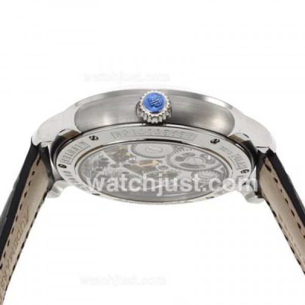 Swiss Movement Audemars Piguet Jules Audemars Skeleton Working Tourbillon Manual Winding Fake Watches With Black Dial-Leather Strap