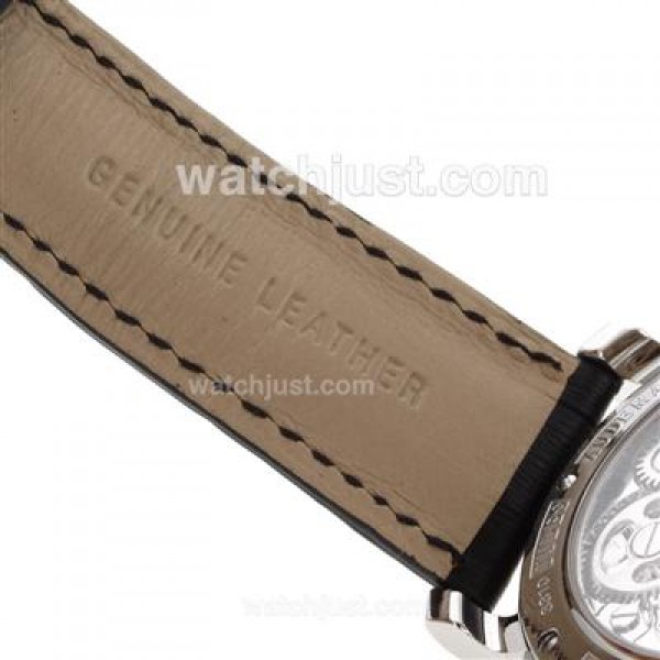 Swiss Movement Audemars Piguet Jules Audemars Skeleton Working Tourbillon Manual Winding Fake Watches With Black Dial-Leather Strap