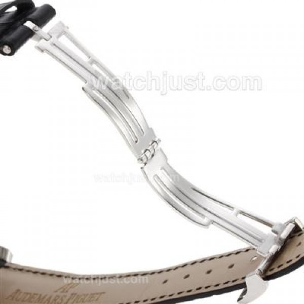 Swiss Movement Audemars Piguet Jules Audemars Skeleton Working Tourbillon Manual Winding Fake Watches With Black Dial-Leather Strap