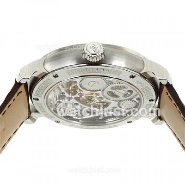 Audemars Piguet Jules Audemars Skeleton Working Tourbillon Manual Winding with White Dial-Leather Strap