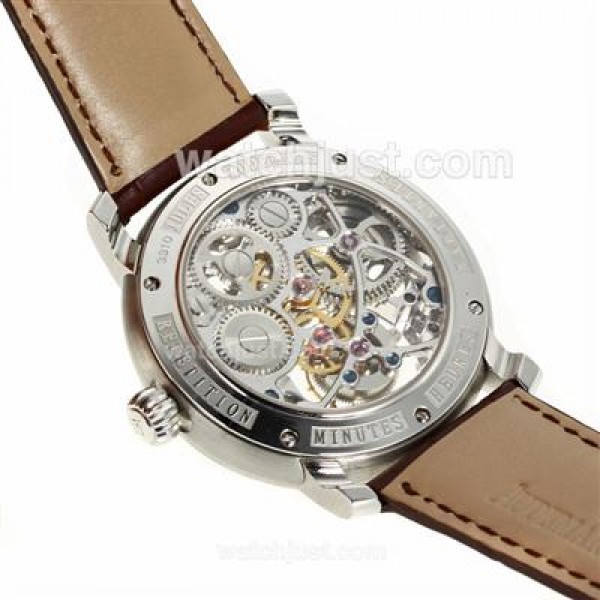 Audemars Piguet Jules Audemars Skeleton Working Tourbillon Manual Winding with White Dial-Leather Strap