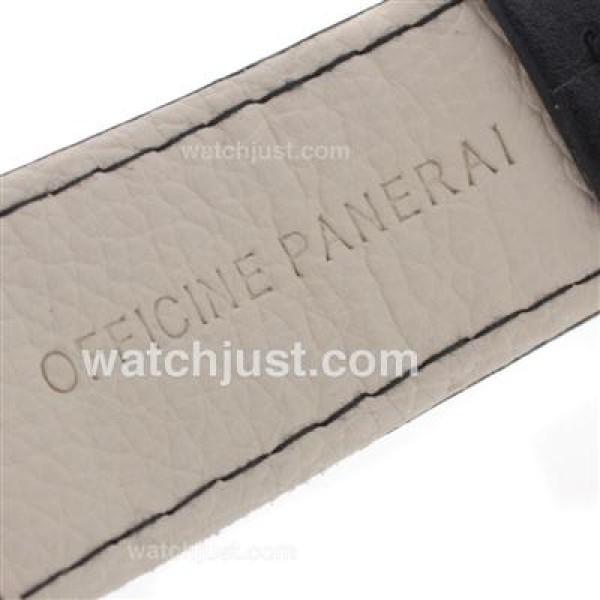 Panerai Luminor Marina Unitas 6497 Movement Swan Neck PVD Case with Black Dial-Leather Strap