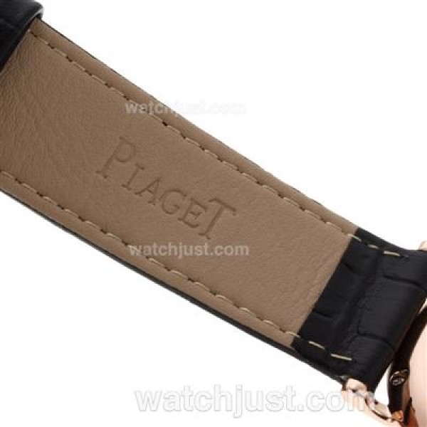Piaget Altiplano XL Manual Winding Rose Gold Case with Black Dial-Leather Strap