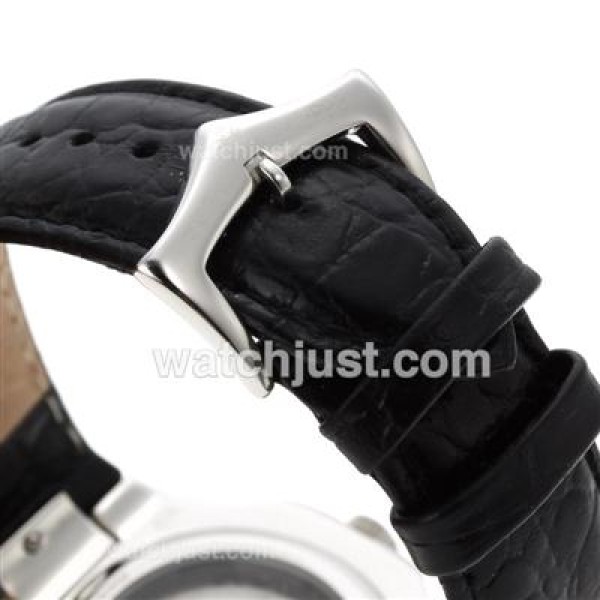 Patek Philippe Nautilus Automatic with Black Dial-Leather Strap