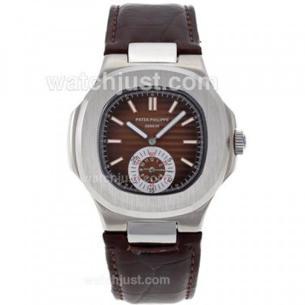 Patek Philippe Nautilus Automatic with Brown Dial-Leather Strap