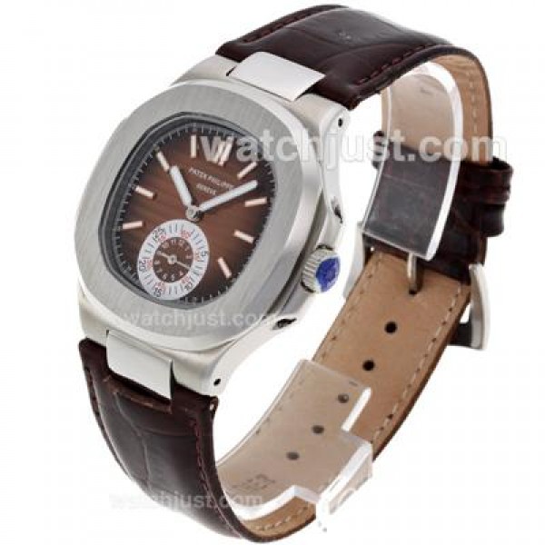 Patek Philippe Nautilus Automatic with Brown Dial-Leather Strap