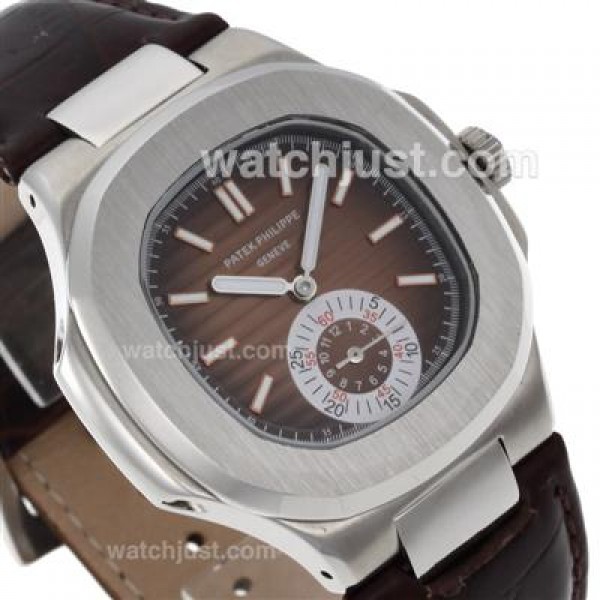 Patek Philippe Nautilus Automatic with Brown Dial-Leather Strap