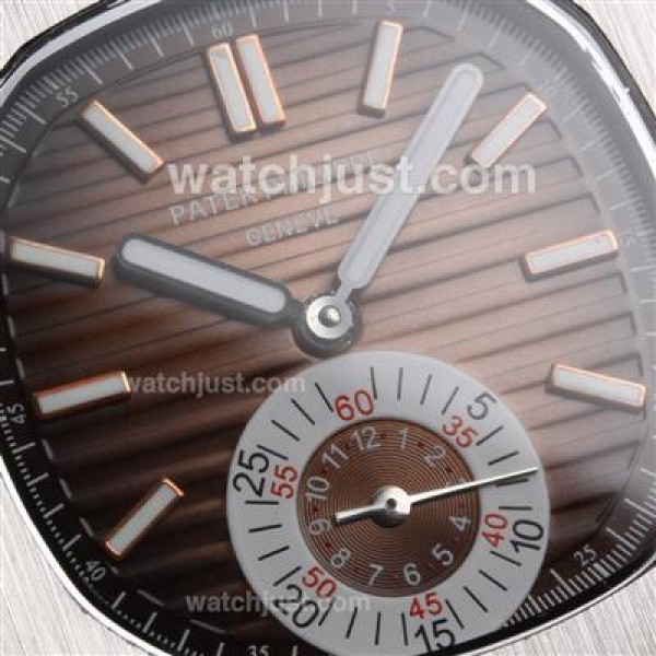 Patek Philippe Nautilus Automatic with Brown Dial-Leather Strap
