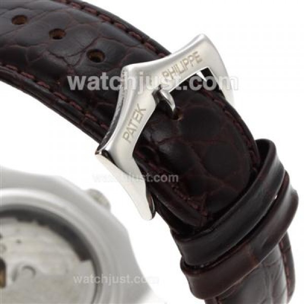 Patek Philippe Nautilus Automatic with Brown Dial-Leather Strap