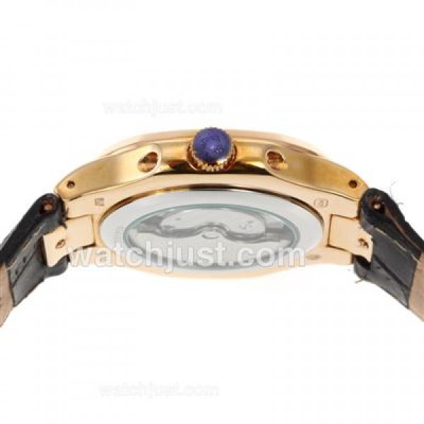 Patek Philippe Nautilus Automatic Rose Gold Case with Blue Dial-Leather Strap