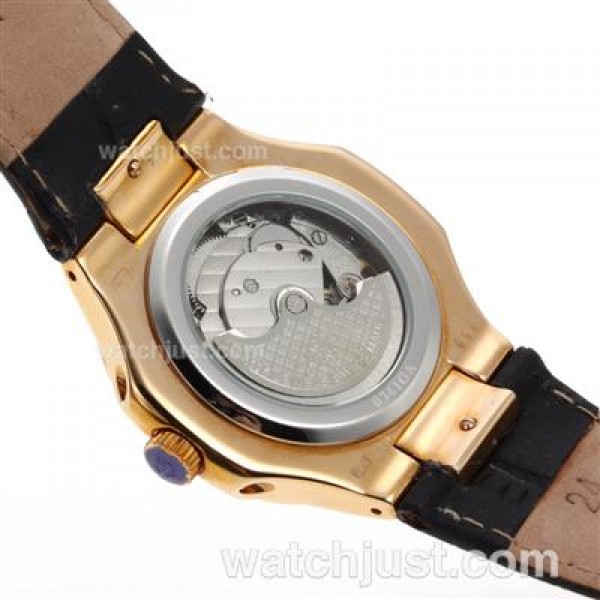 Patek Philippe Nautilus Automatic Rose Gold Case with Blue Dial-Leather Strap