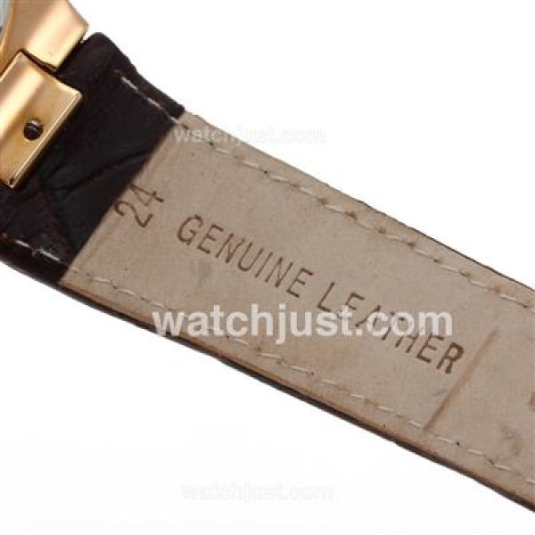 Patek Philippe Nautilus Automatic Rose Gold Case with Brown Dial-Leather Strap