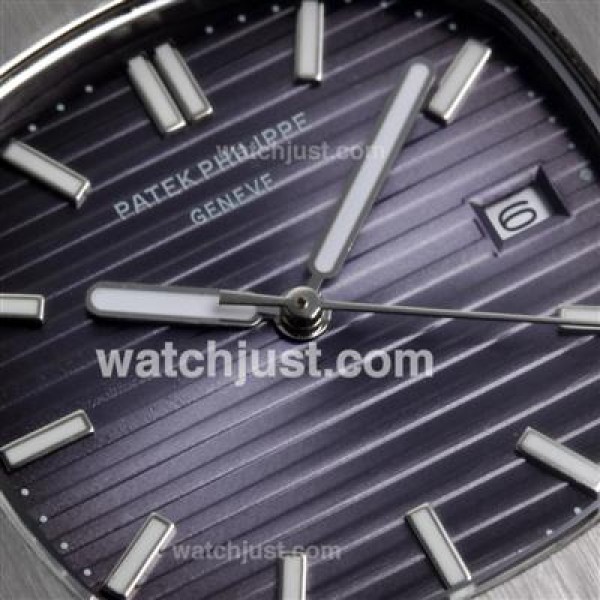 Patek Philippe Nautilus with Blue Dial-Leather Strap