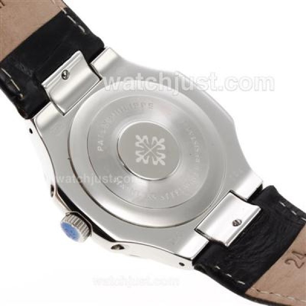 Patek Philippe Nautilus with Blue Dial-Leather Strap