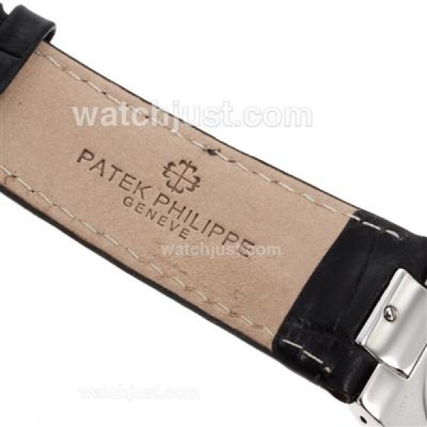 Patek Philippe Nautilus with Blue Dial-Leather Strap